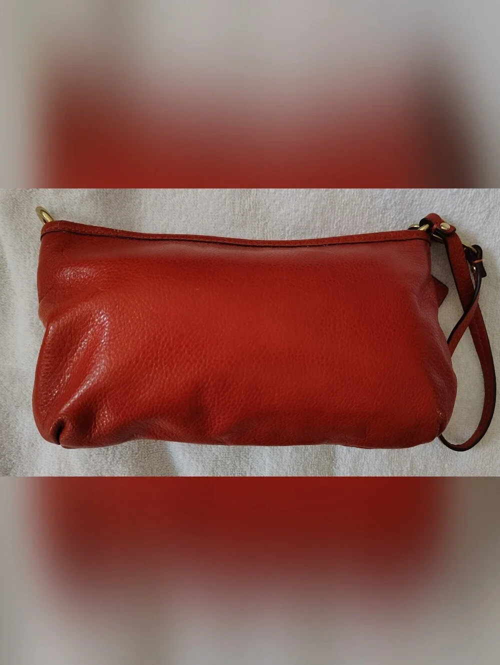 Coach Burnt Orange Pebbled Leather Shoulder Bag/Gold Hardware 8.5